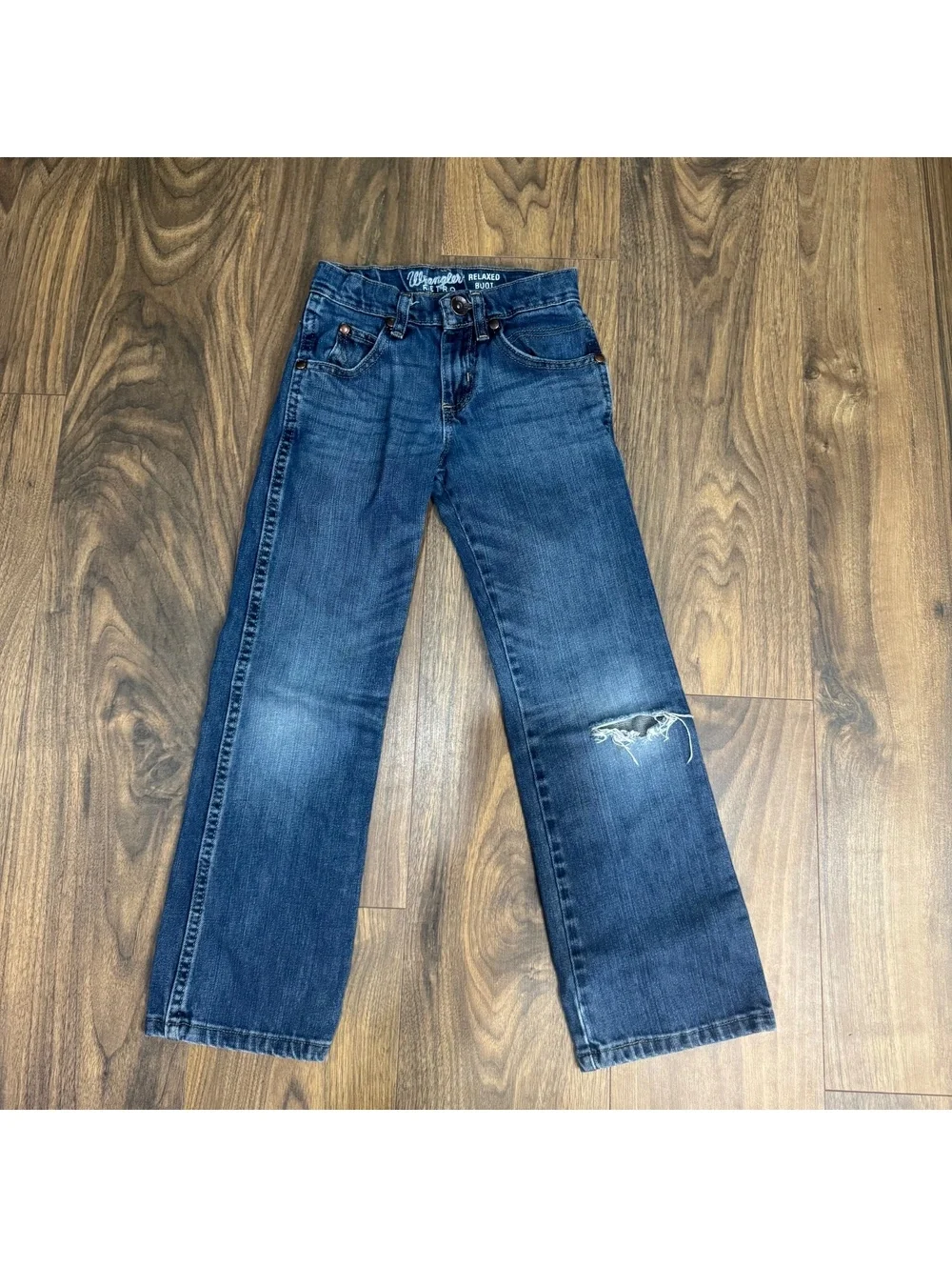 Wrangler Retro Boys 8 Slim Relaxed Boot Cut Jeans Medium Wash Adjustable Waist